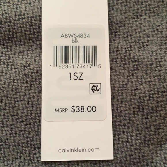 Calvin Klein Black & Gray Color Block Spellout Tassel Fringe Knit Scarf New Nwt - Picture 14 of 14